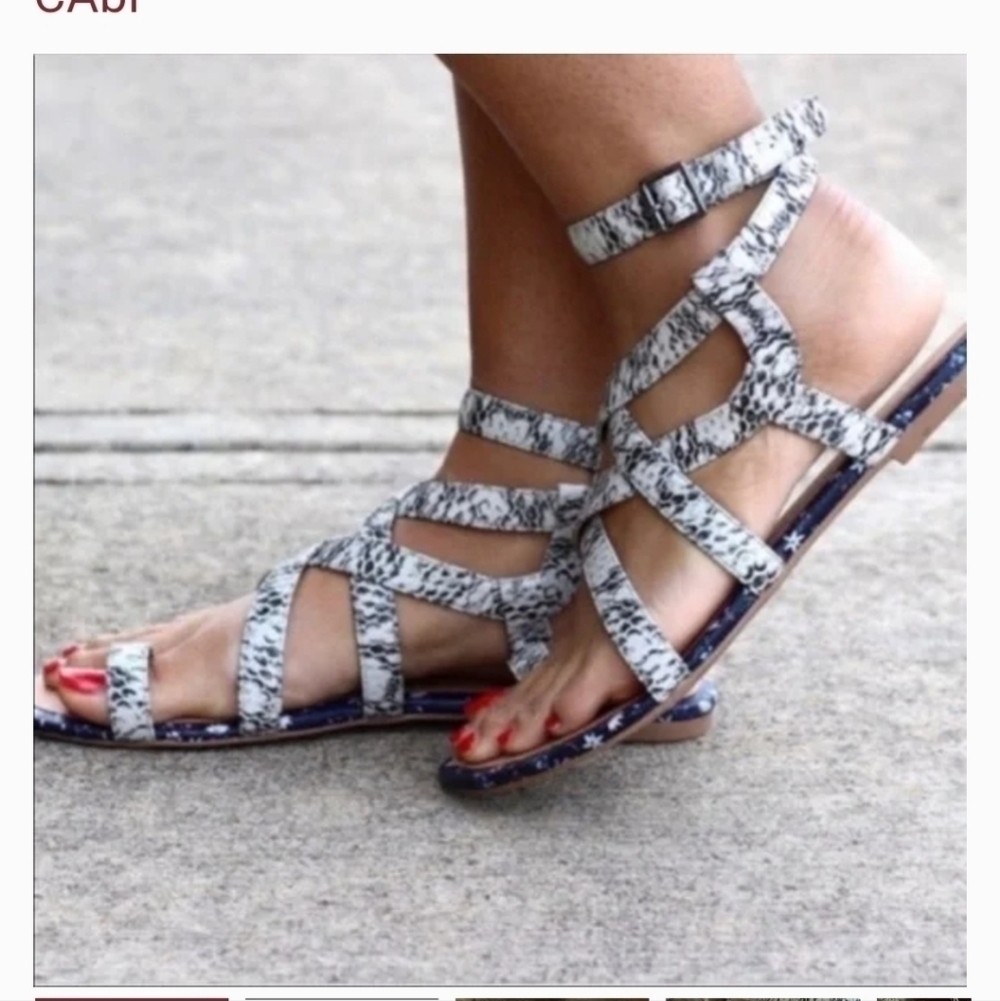 Cabi sz 10 snake print ankle strap sandals SH159